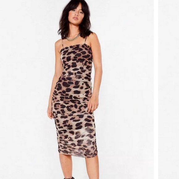 bodycon dress emerald green Leopard Print Knot Front Bodycon Midi Dress